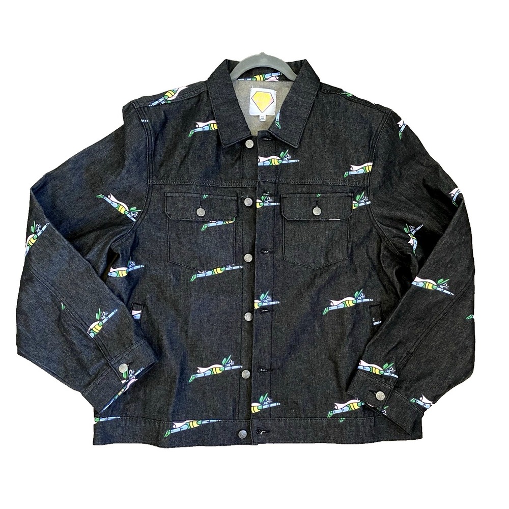 Rakeem Miles Action Figure AFM Jean Jacket All Over‎ Print Denim Streetwear XXL
